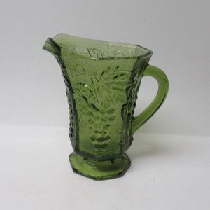 Anchor Hocking 1940s 50s 60s Green Avocado GRAPE 6 1/4 In 16 Oz Juice Pitcher
